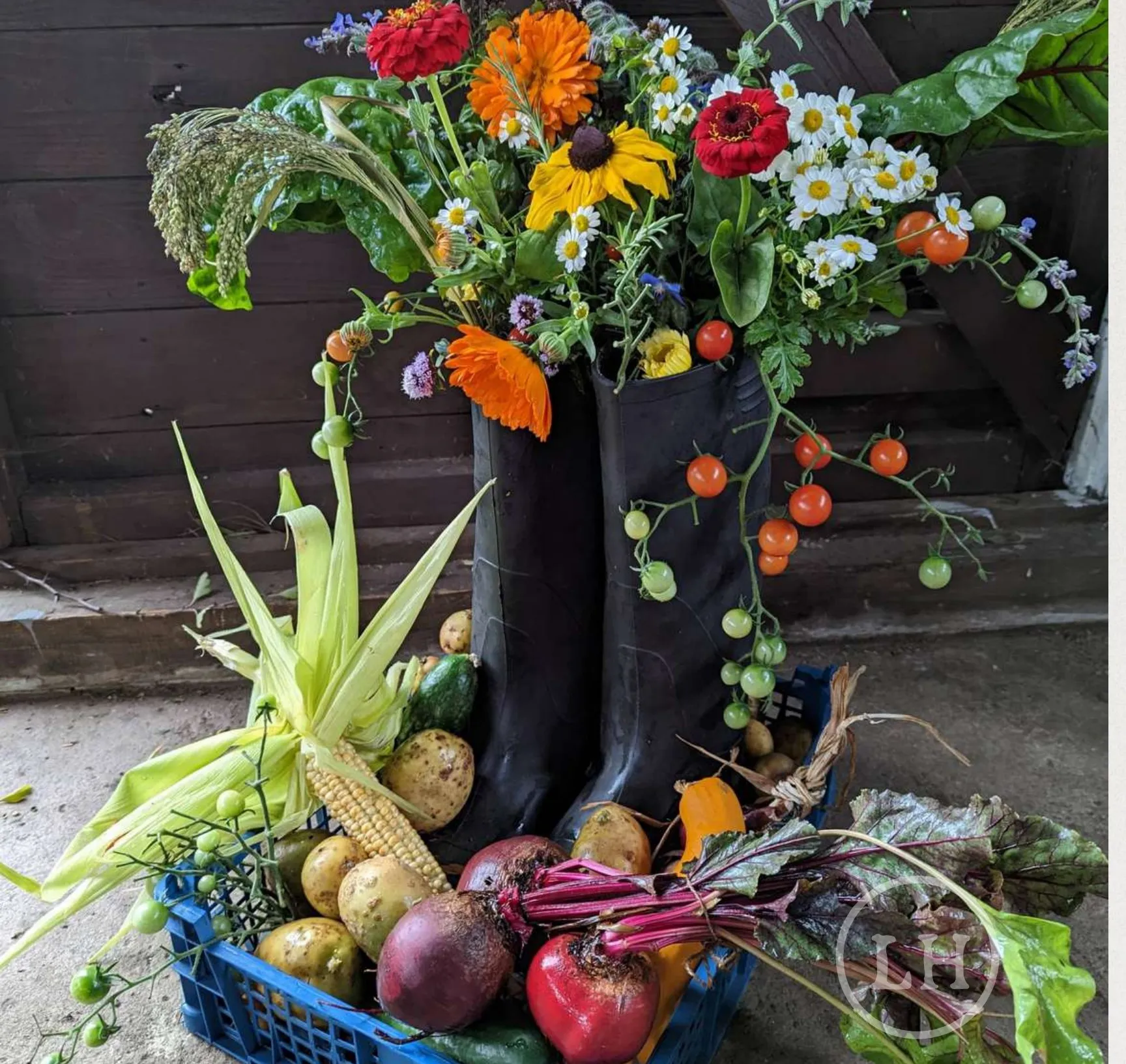 Funeral tribute with an allotmenter's boots