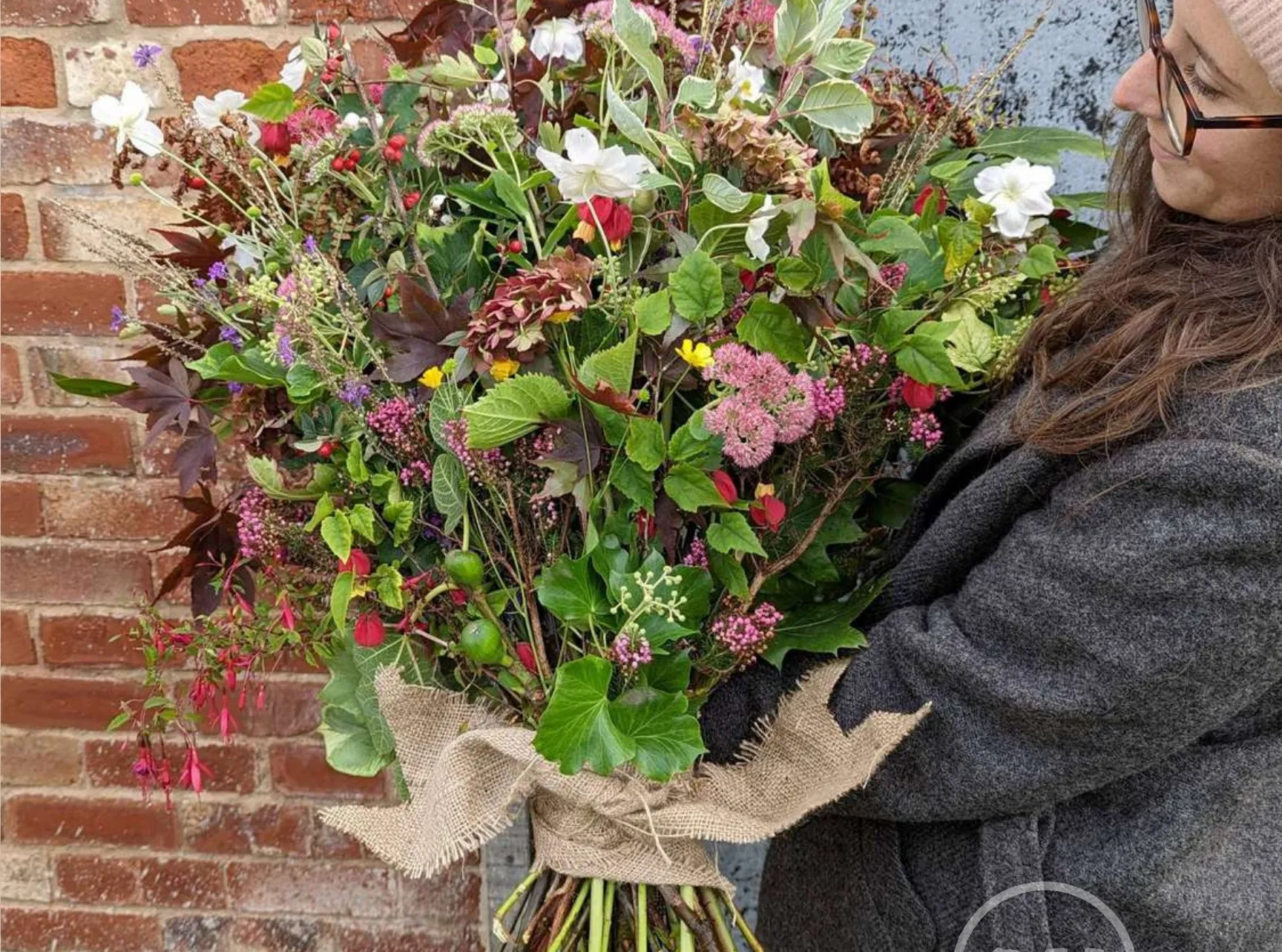 Funeral sheaf using flowers from a garden